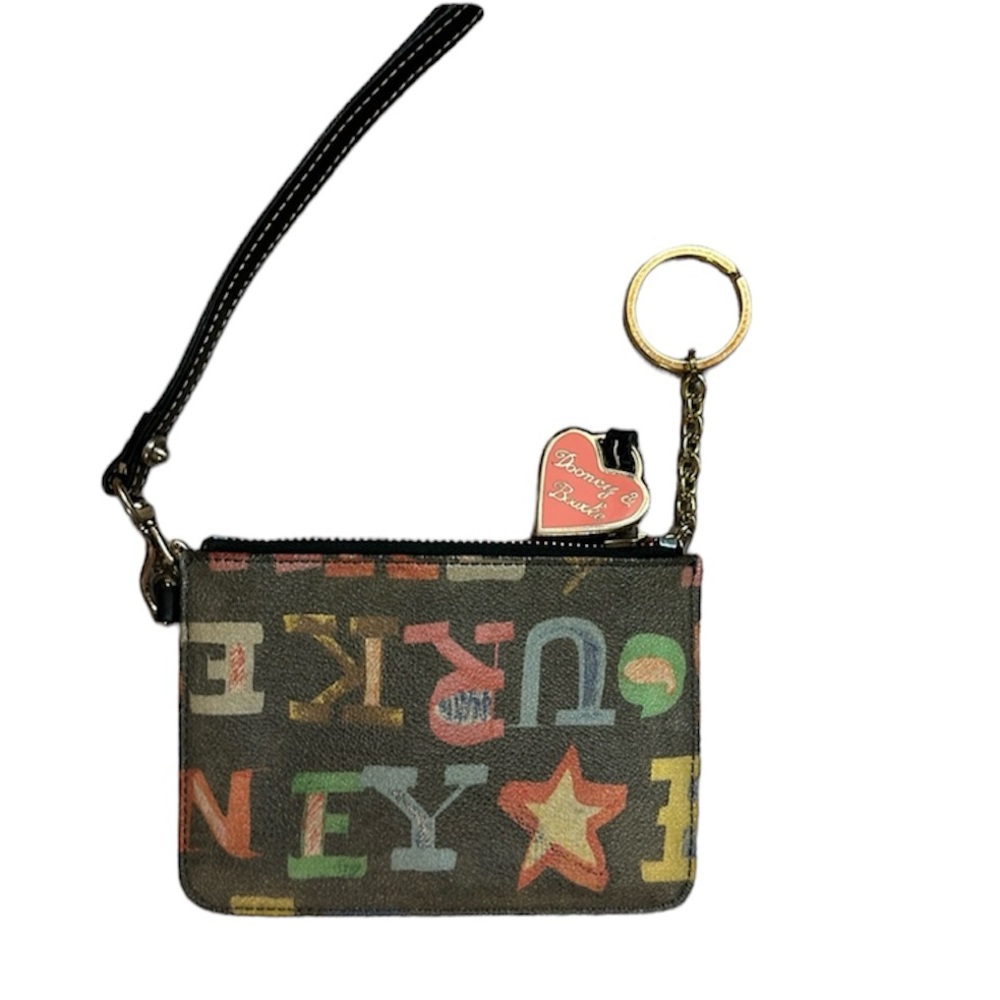 Dooney & Bourke Vintage Rainbow Zipper Wristlet With Original Heart Charm